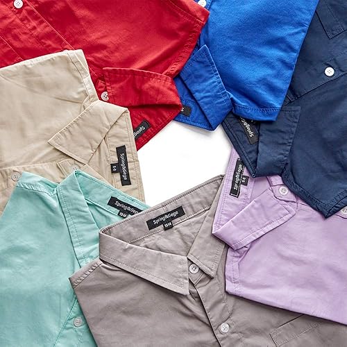 Miniatura 5 de Spring&Gege Camisa de vestir tejida de manga larga para niño, uniforme escolar formal, camisa con botones