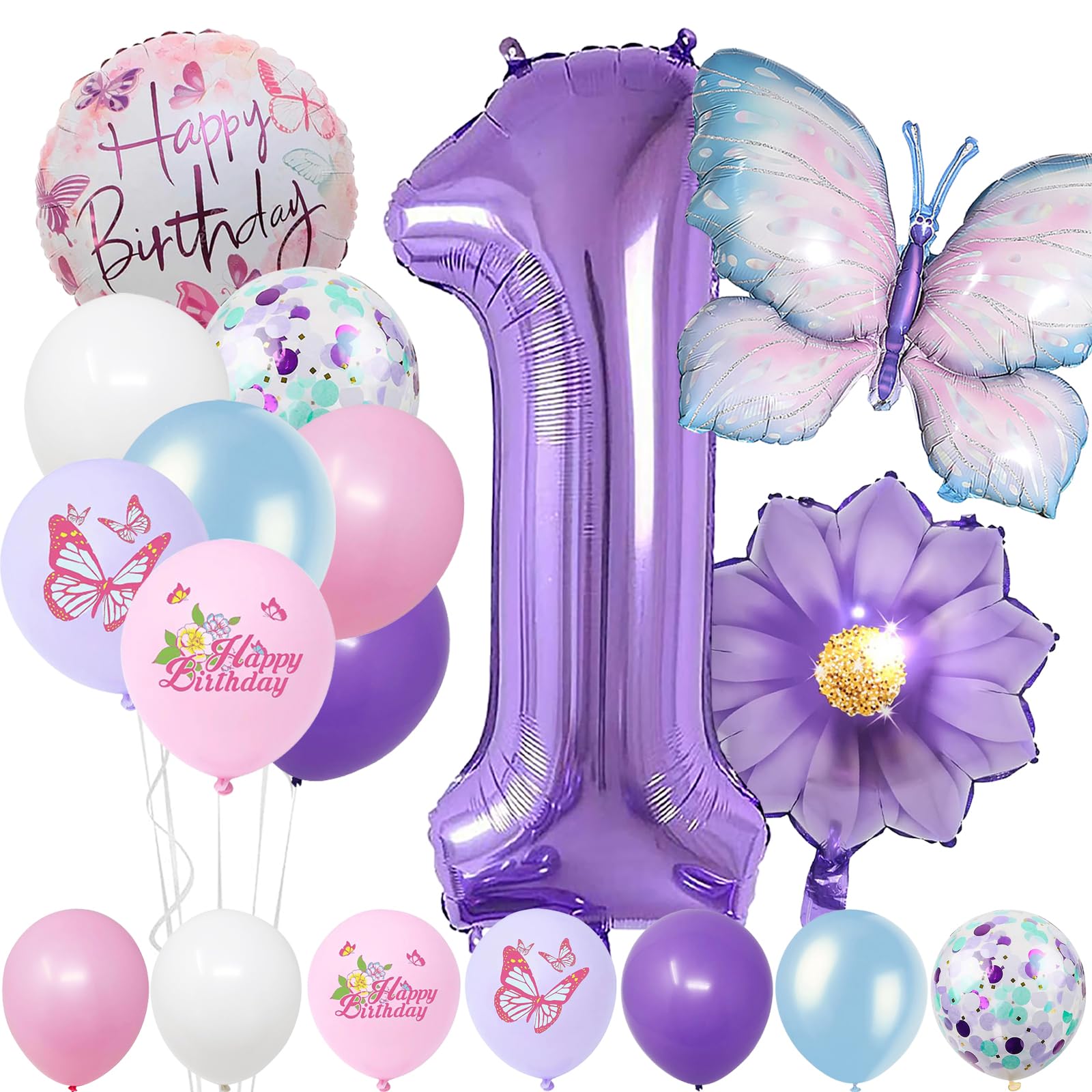 Weenkeey 4 jaar vlinder verjaardag decoratie grote kleurrijke vlinder folieballon 4e verjaardag vlinder ballon paars nummer 4 ballon voor meisjes verjaardagsfeest
