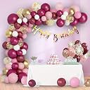 Party Propz Happy Birthday Decoration Items for Girls-63Pcs Burgundy Balloons for Decoration | Pink Birthday Balloons for Decorations | Birthday Decorations for Wife | Happy Birthday Banner(Cardstock) gallery image