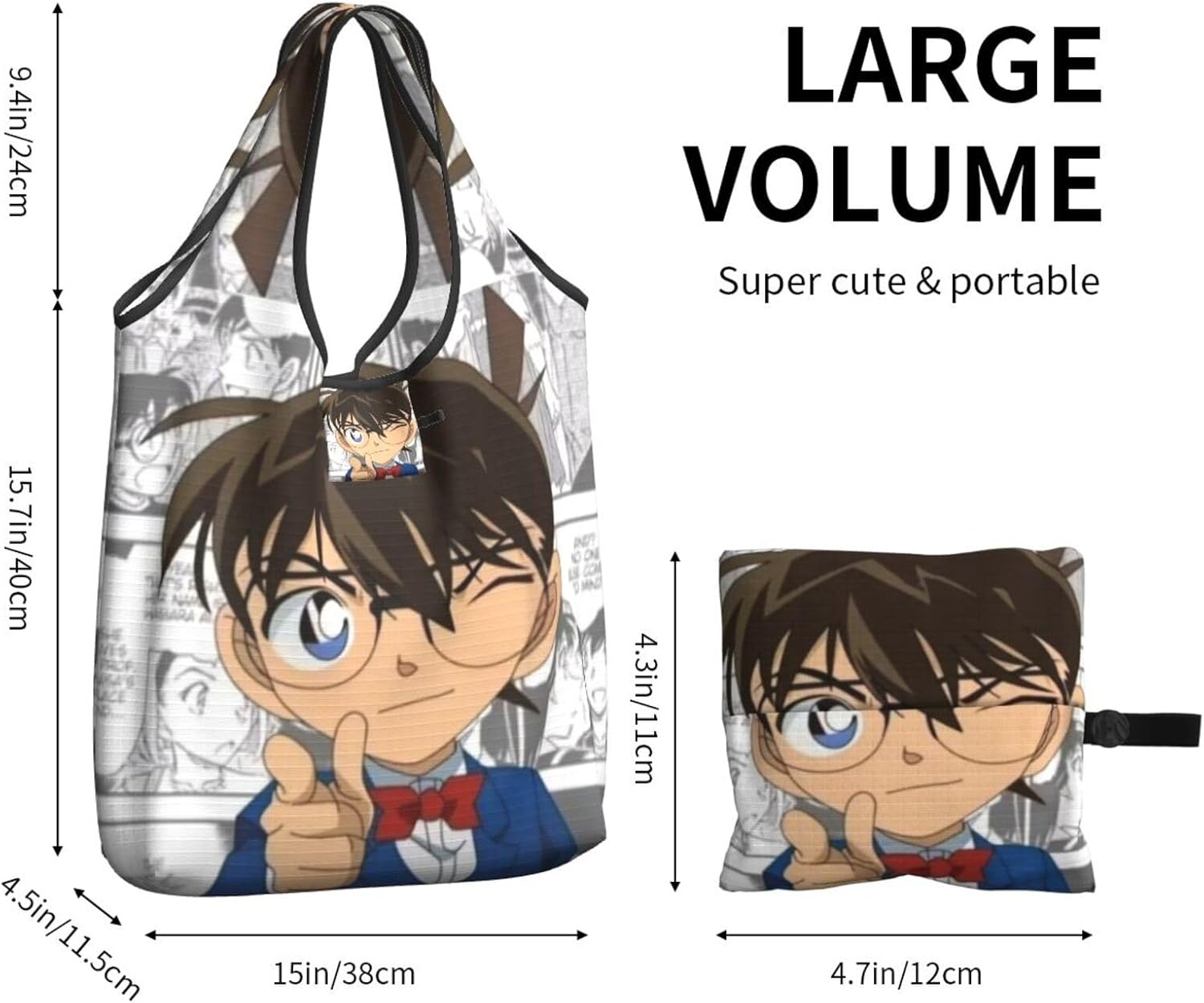 [Tioebnd] コナン 軽量片肩掛けコンビニエンスバッグ 大容量 折りたたみ ショルダーバッグ メンズ レディース 通勤通学