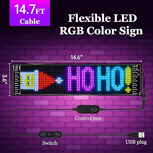 Vista 4 de GOTUS Señal LED para automóvil, letrero LED programable de desplazamiento, aplicación Bluetooth, animaciones de diseño de bricolaje, texto