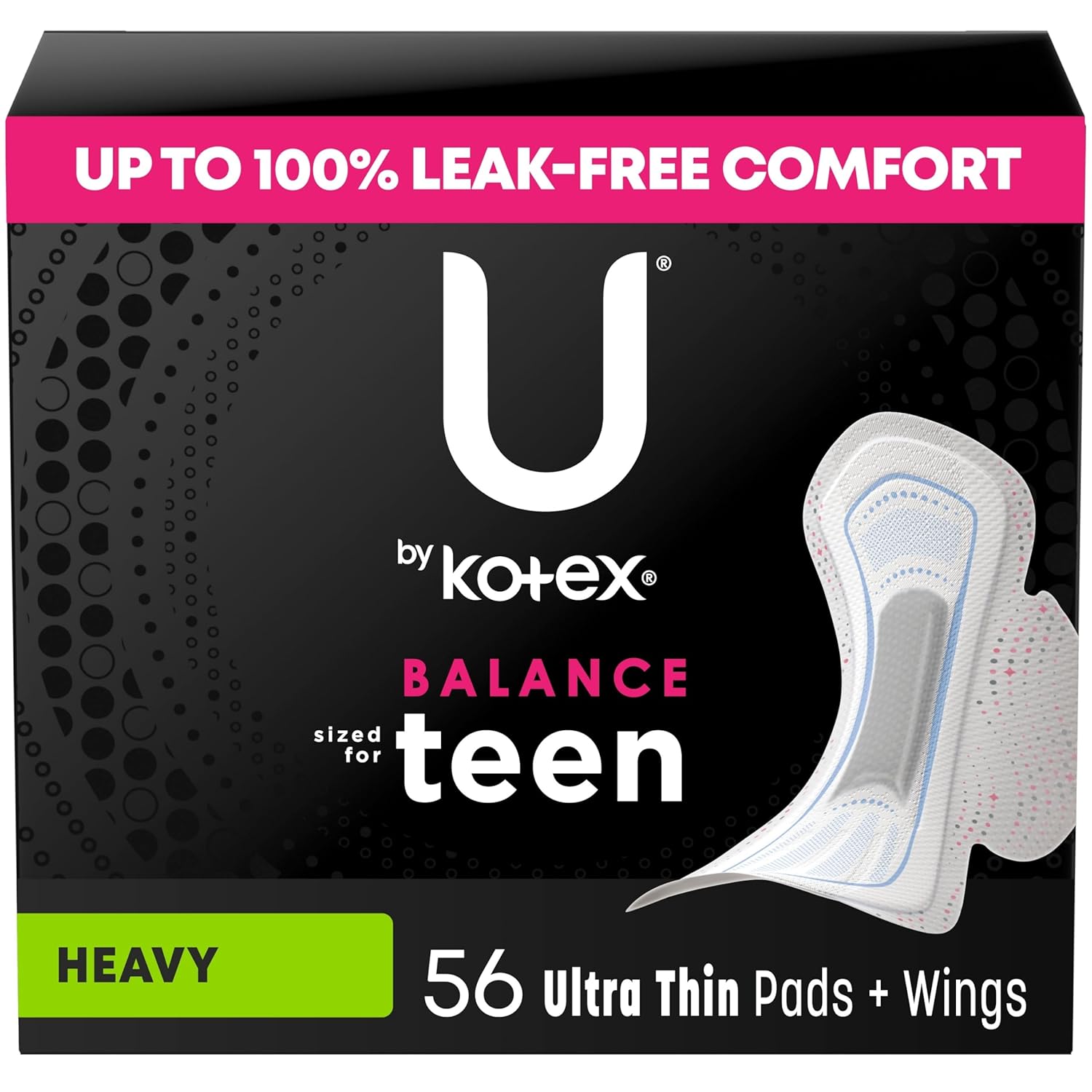 Protetores Menstruais U by Kotex Balance Teen Ultra Finos com Asas, Alta Absorção, 56 Contagem (4 Pacotes de 14) - Conforto e Proteção Total