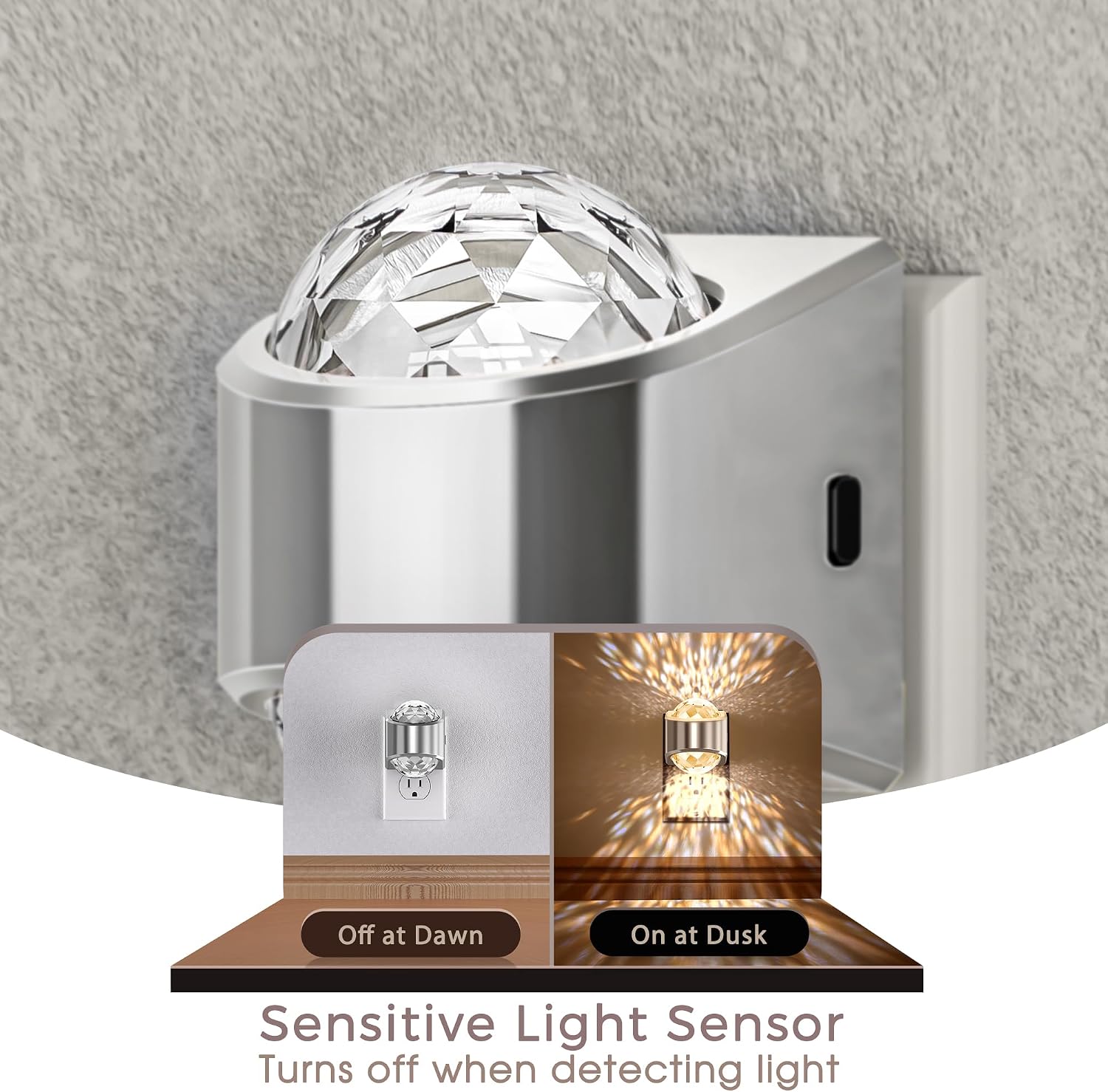 Briignite Night Light, Sliver Projector Night Lights Plug into Wall 2 Pack image 2
