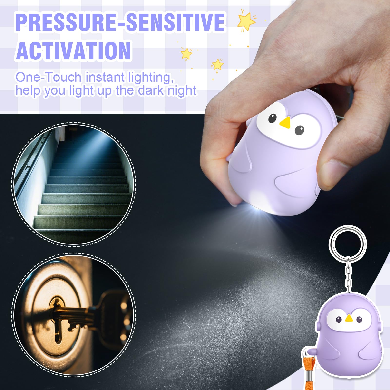 Alarma Personal 130 dB para Mujeres, Alarma de Emergencia para Defensa Personal, Llavero Antiviolación y Sirena con Luz LED para Hombres Ancianos Niños