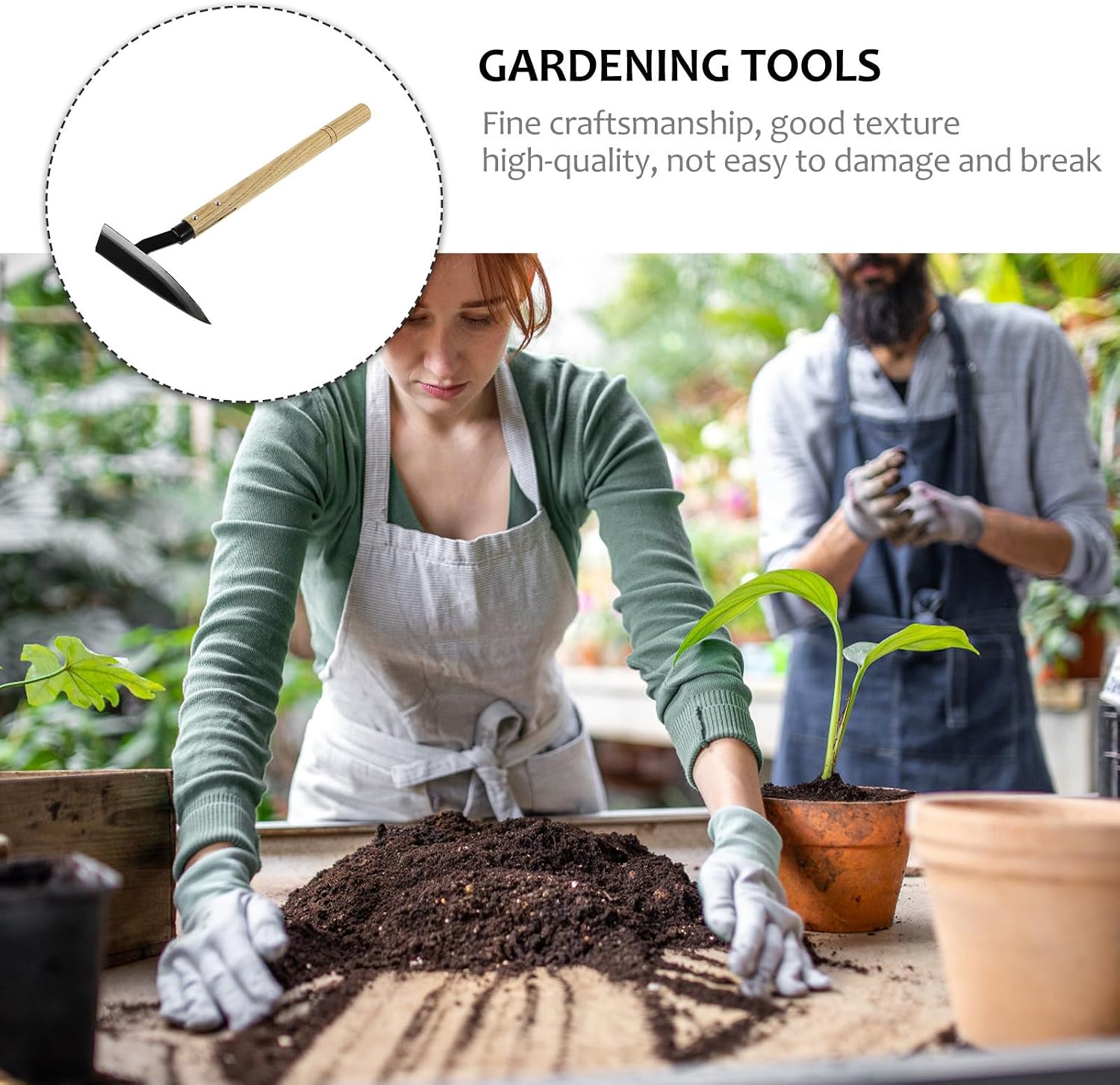Garden Hand Digger Steel Hoe Wooden Handle for Gardening image 3
