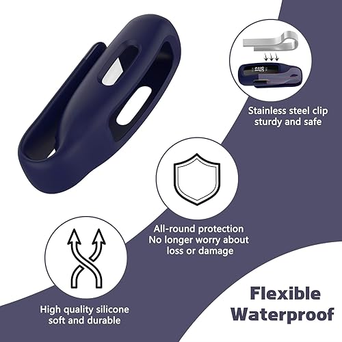 Miniatura 16 de Paquete de 4 fundas de clip compatibles con Fitbit Inspire 2/3, accesorio de cierre de clip de silicona suave Oficial rojo/violeta/verde