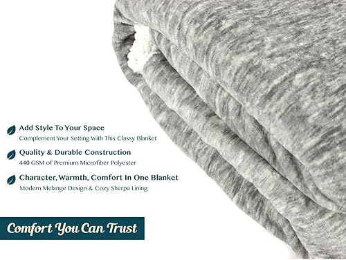 Miniatura 5 de PAVILIA Melange Manta de sherpa, suave, esponjosa, de vellón de microfibra para sofá y sillón, cálida, afelpada, lujosa y moderna, 50 x 60 pulgadas,