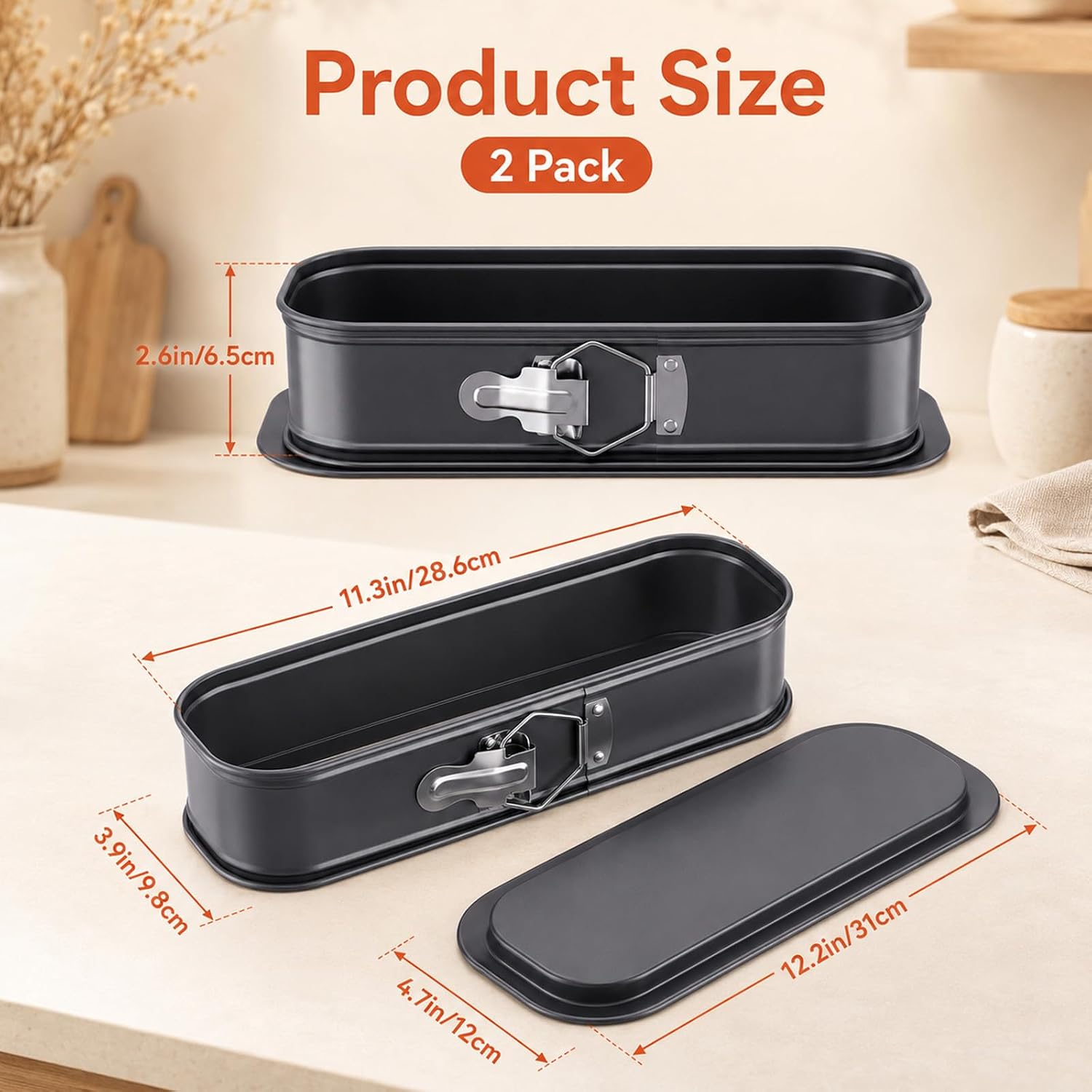 2 Pack 12“ Oval Springform Pan Carbon Steel Nonstick