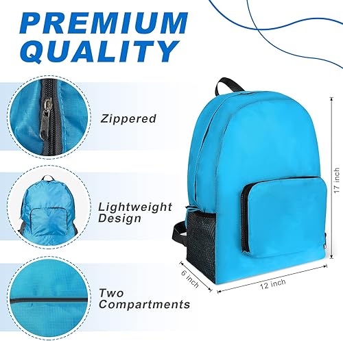 Miniatura 2 de Sherr Paquete de 20 mochilas plegables, mochila ligera a granel para adultos, bolsa clásica de colores mezclados, suministros de donación de viajes