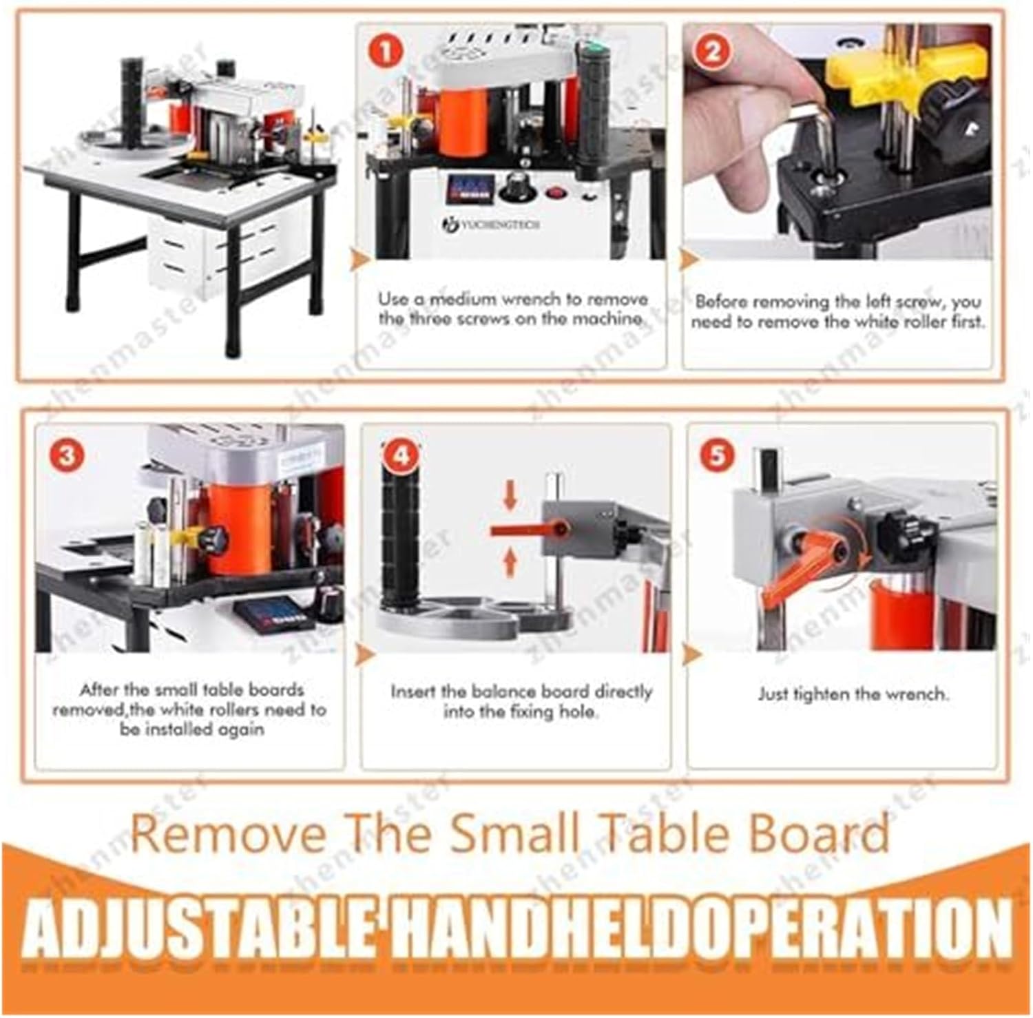 Portable Edge Banding Machine 1200W Hot Melt Glue Double-Sided Adhesive Coating Adjustable Speed Width for Straight & Curved Panels Cabinets(White)