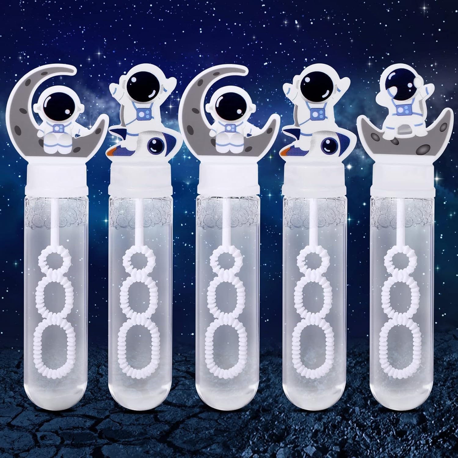 Montchi24Pcs Astronaut Bubble Wands for Kids Bubbles Bulk Party Favors Toy Carnival Prizes Goody Bag Fillers Stuffers Space Party Favors Outdoor Gifts Summer Pool Beach Mini Bubble for Kid Boys Girls