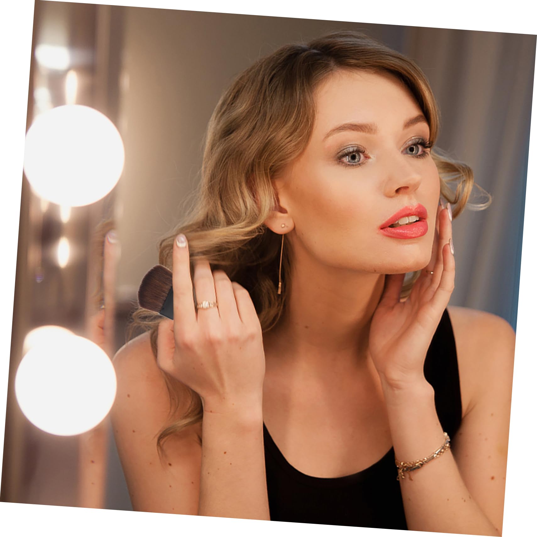 Gatuida Pinceau à Blush Professionnel, 2 Pièces, Poils Doux en Crin de Cheval, Manche en Plastique, Blanc et Noir, pour Maquillage Visage