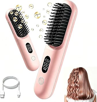Cordless Hair Straightener Brush,Upgraded 230C 446F 9600mAH Large Capacity