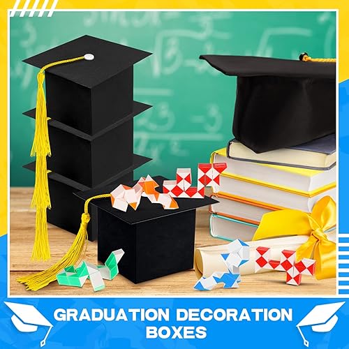 Miniatura 4 de Juego de 24 regalos de graduación para niños, regalos de fiesta de graduación preescolar, incluye 24 cajas de dulces y 24 bloques de cubo de