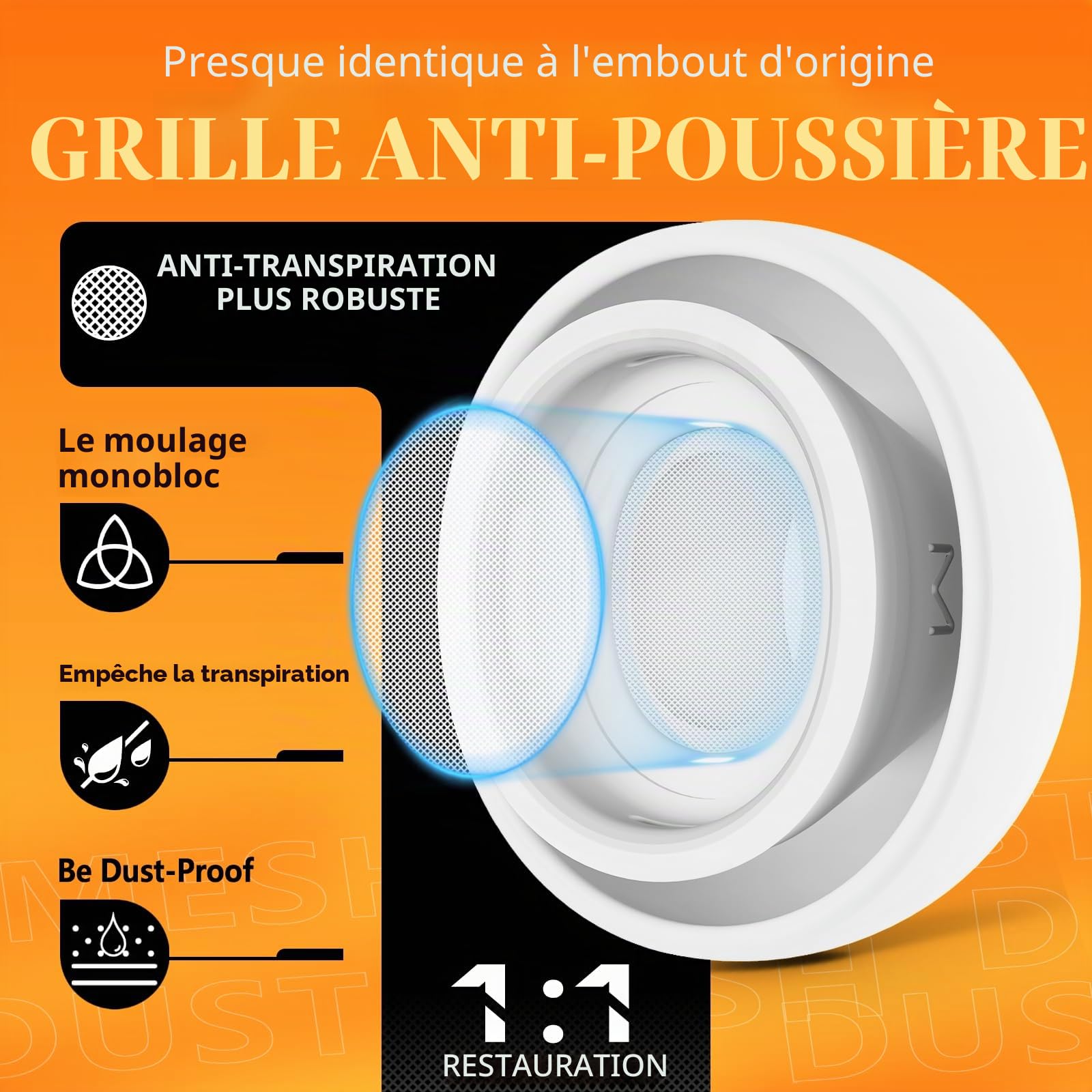 AirPods Pro Écouteurs de Rechange 4 Paires Anti-Bruit Filtre Anti-Poussière