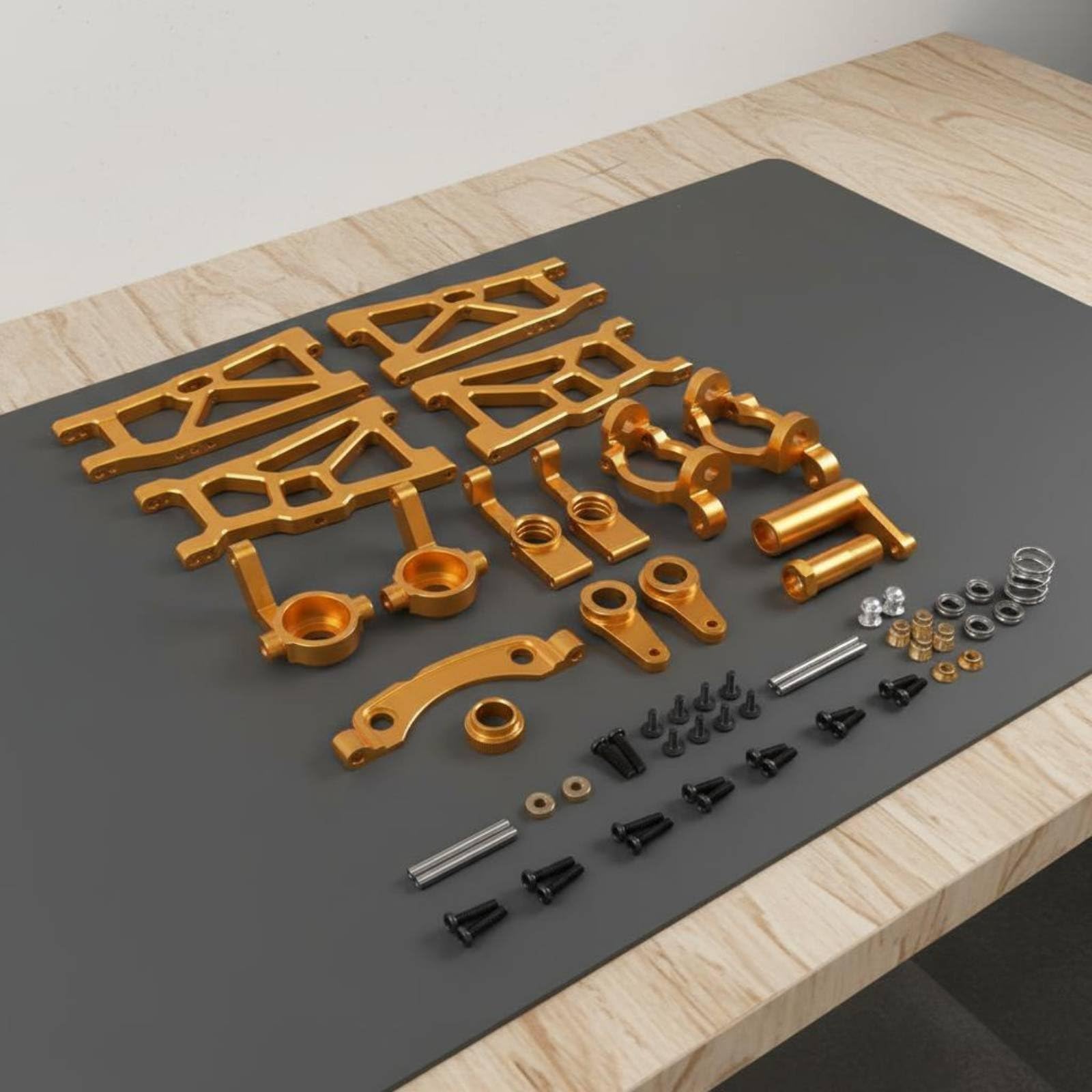 Vehicle Voiture RC 1/10 Crawler Kit Métal Aluminium Pièces Châssis Bras de Avant Arrière Fusées Direction Usinage CNC Anti-arrachement Finition, Titanium