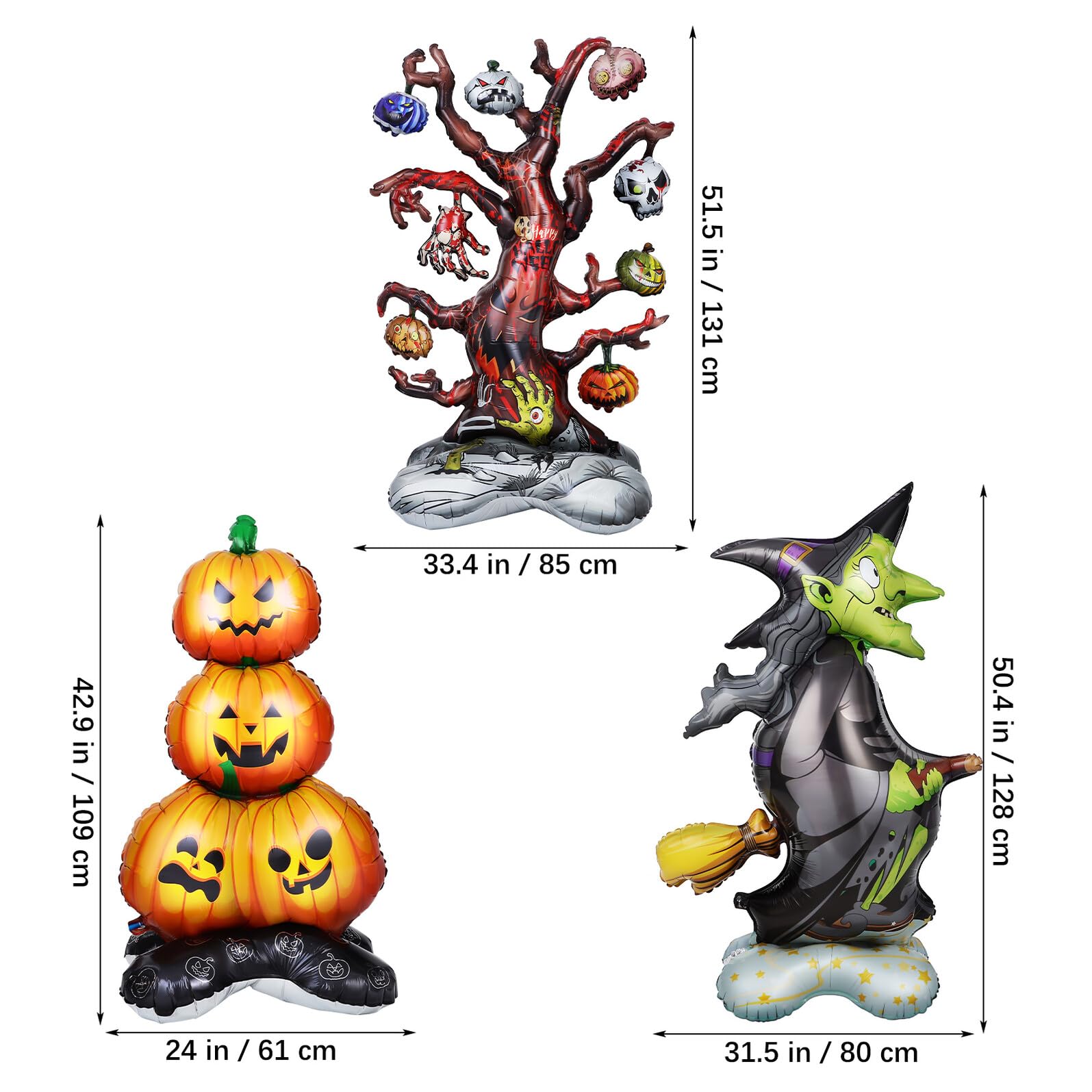 Décoration Gonflable D'halloween Ballon en Aluminium Facile à Installer, Effet Visuel Unique pour Fête D'halloween Extérieur en 1 Set