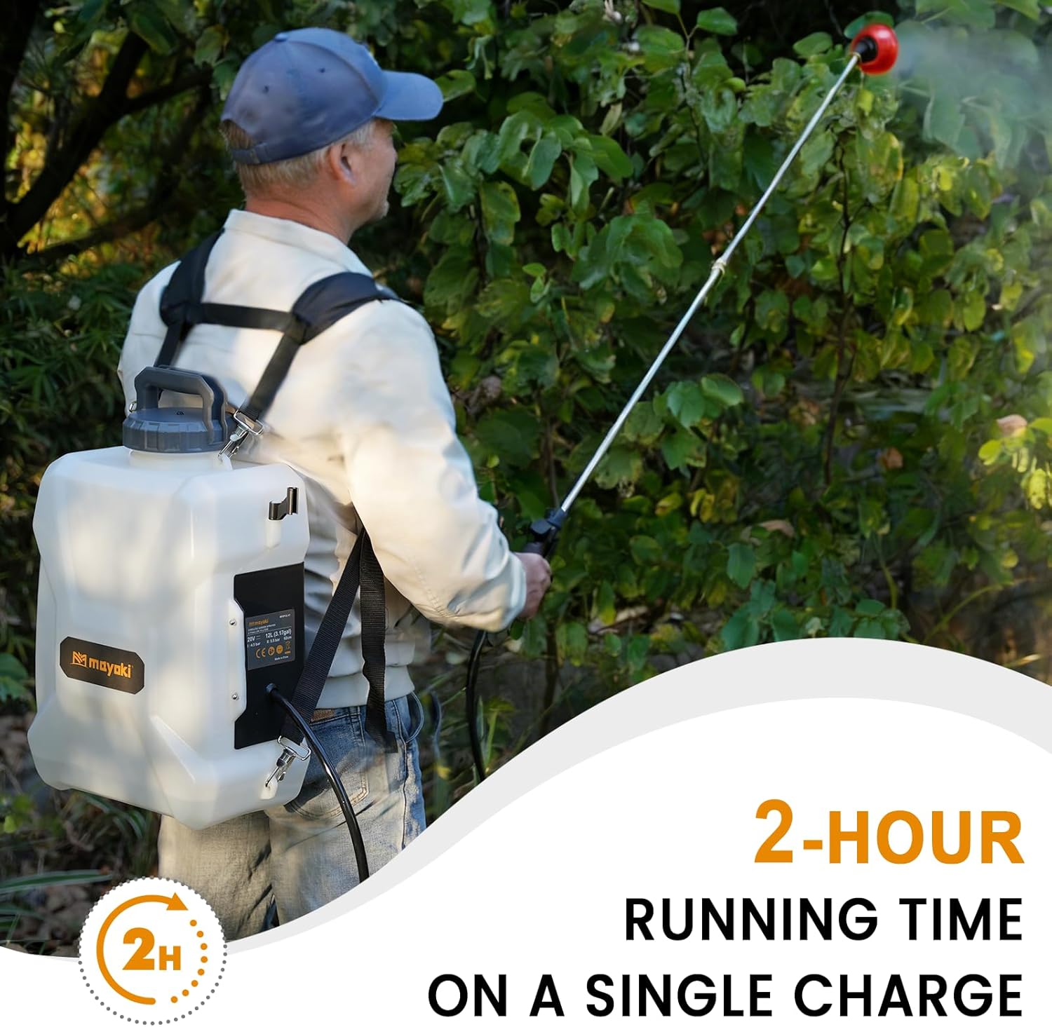 3 Gallon Lawn Garden Sprayer Compatible with DeWalt 20V MAX Battery, Backpack Pump Sprayer with 2.0Ah Battery, 7 Nozzles, Adjustable Pressure,Translucent Tank for Spraying, Watering, Weeds, Cleaning