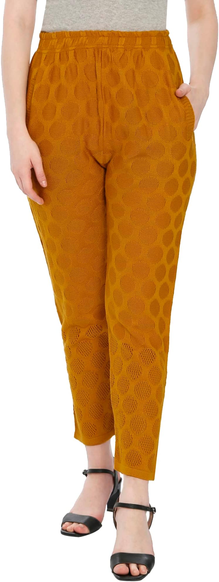 TNQWomen Winter Wear Straight Fit Woolen Trouser Pants with Pockets || All Over Self Design Pant