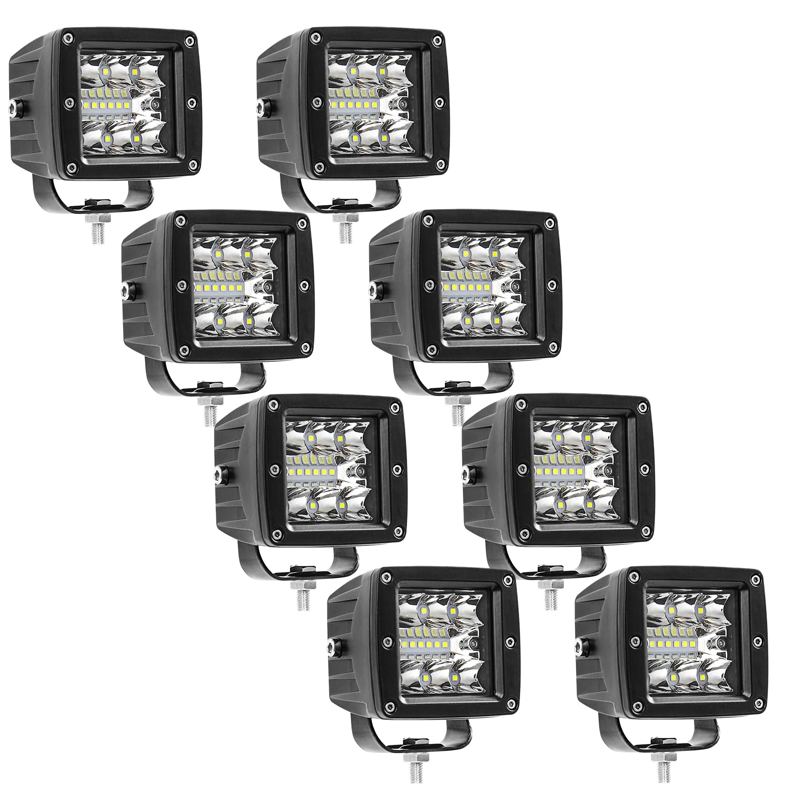3 Inch LED Cube Lights 36W Spot Flood Combo Off Road Lights, IP68 Waterproof 3x3 LED Pods Fog Lights Driving Light for Truck Pickup RZR UTV ATV SUV J-eep 8PCS