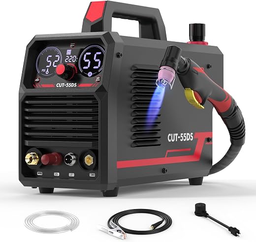 YESWELDER CUT-55DS Plasma Cutter, 55Amp Non-Touch Pilot Arc Air Power, Large Digital Display 110/220V Dual Voltage IGBT In...