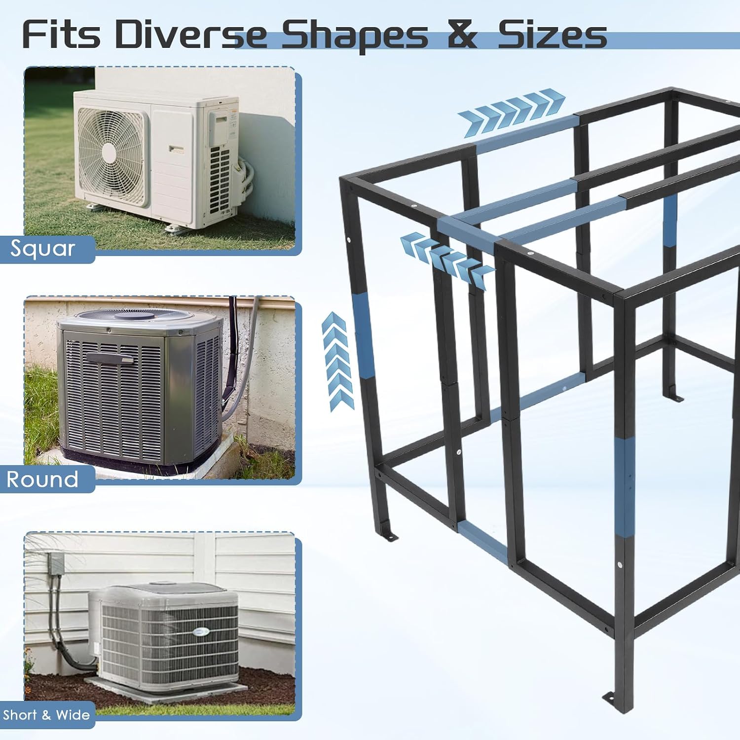 Air Conditioner Cage Adjustable Security Cage Large AC Guard Fit Most Condensers Adjustable Size up to 45" L x 45" W x 54" H with Screws for Round or Square Units Outside Anti-Theft