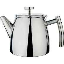 Caf  Stal Belmont Double Wall Teapot 3 Cups / 600ml / 21oz - Insulated 18/10 Stainless Steel Mirror Finish Tea Pot with Cool Touch Handles & Hinged Lid