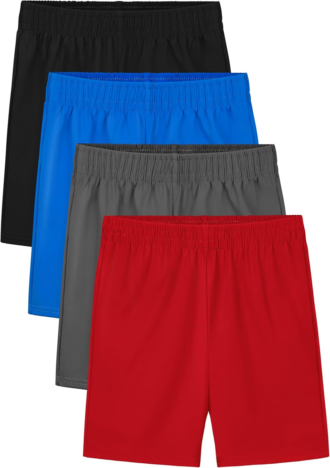 Resinta 4 Pack Toddler Boy Shorts Elastic Waist Boys Athletic Basketball Soccer Shorts Summer Pull-On Comfort for Playwear