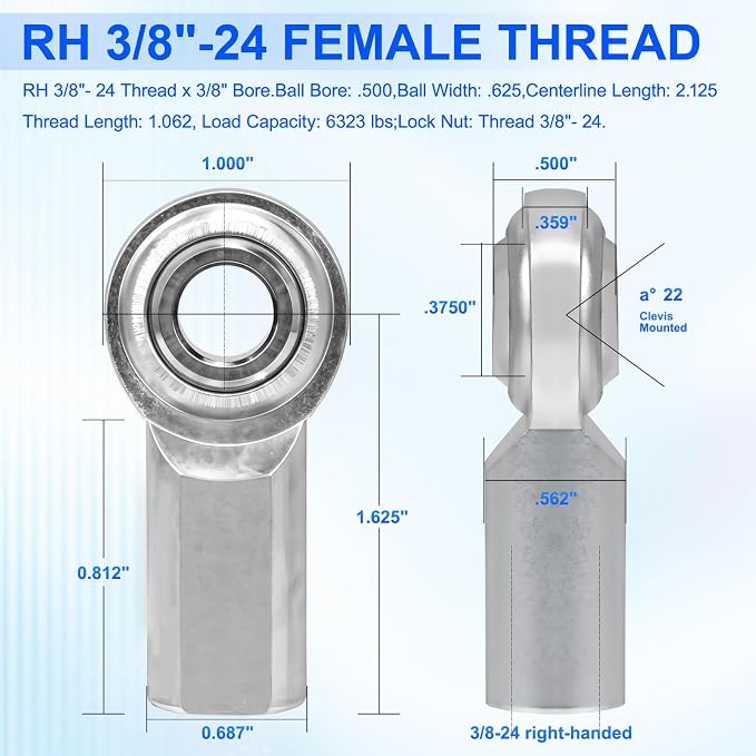 Tensor Ajustable 3/8"-24 con Rosca y Ojal de Acero Inoxidable miniatura 4