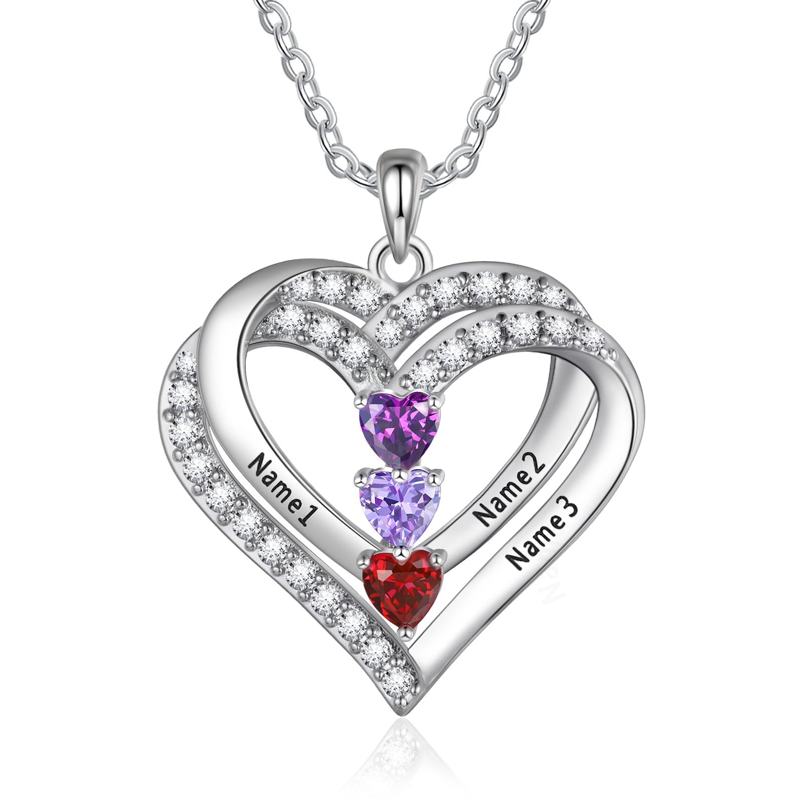 Mothers Necklace with Birthstones Personalized Mothers Day Necklace Custom Names Mother Daughter Chain Pendant Necklace for Mom Nana Christmas