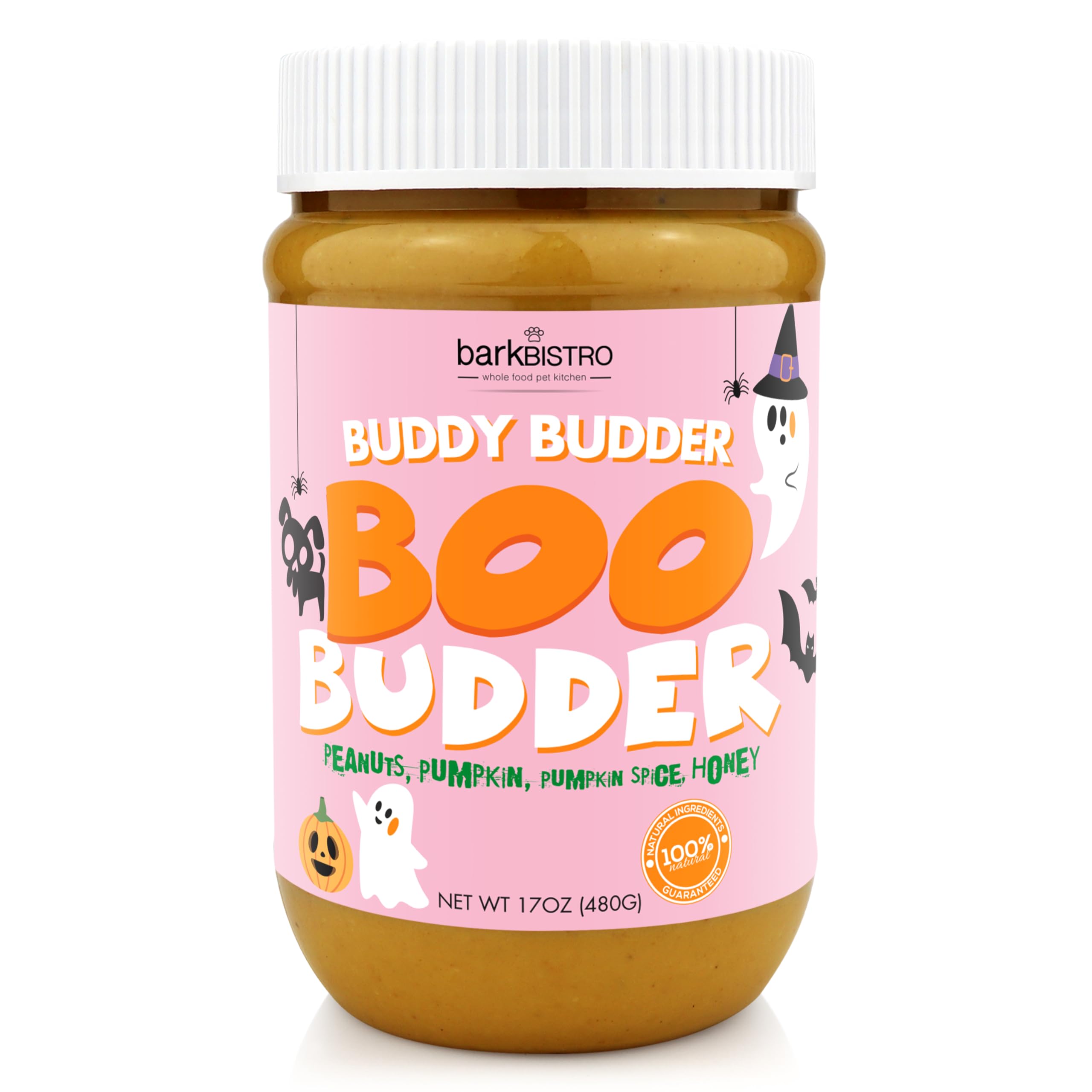 BUDDY BUDDER Halloween Boo 100% All Natural Dog Peanut Butter, Made in USA, 17oz