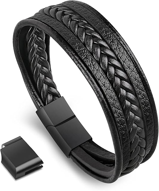 flintronic® Leather Bracelet, 6Pcs Adjustable Fashion Punk Braided Men & Women Rope Bracelet Cuff Vintage Bracelets Wrap Set Series