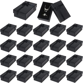 Nideen 24 Pack Jewellery Gift Boxes Bulk, Small Gift Boxes with Lids and Bowknot for Jewellery, Ring Earring Necklace Gift Boxes 8  5  3cm, Black