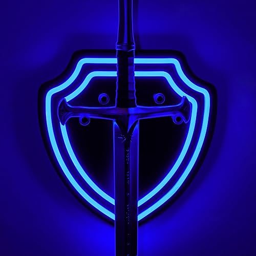 Sword Wall Mount, Wooden Neon Sign Swords Holder, Light Up
