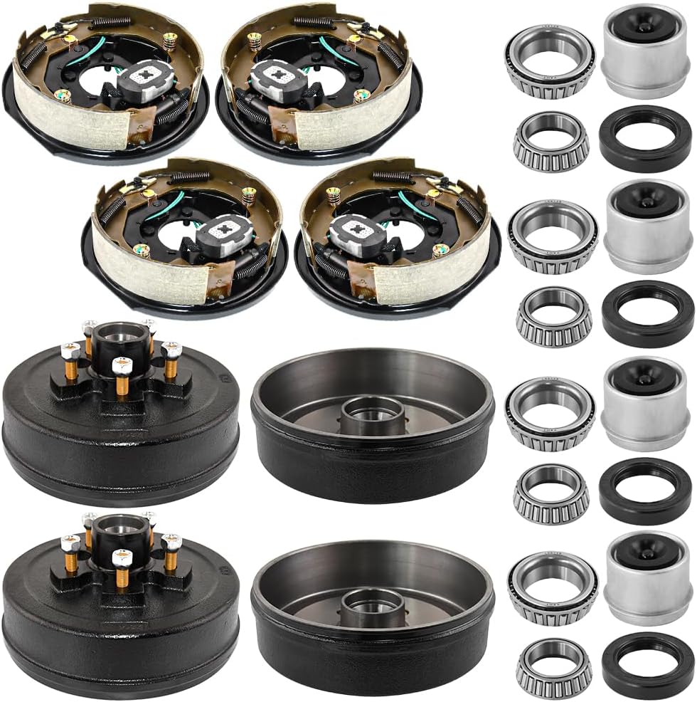 Trailer Hub Drum Kits 5 on 4.5" with 10" X 2-1/4" Left and Right Electric Brakes,Hub Drum Kit for 3500lbs Trailer Axle,2 Sets