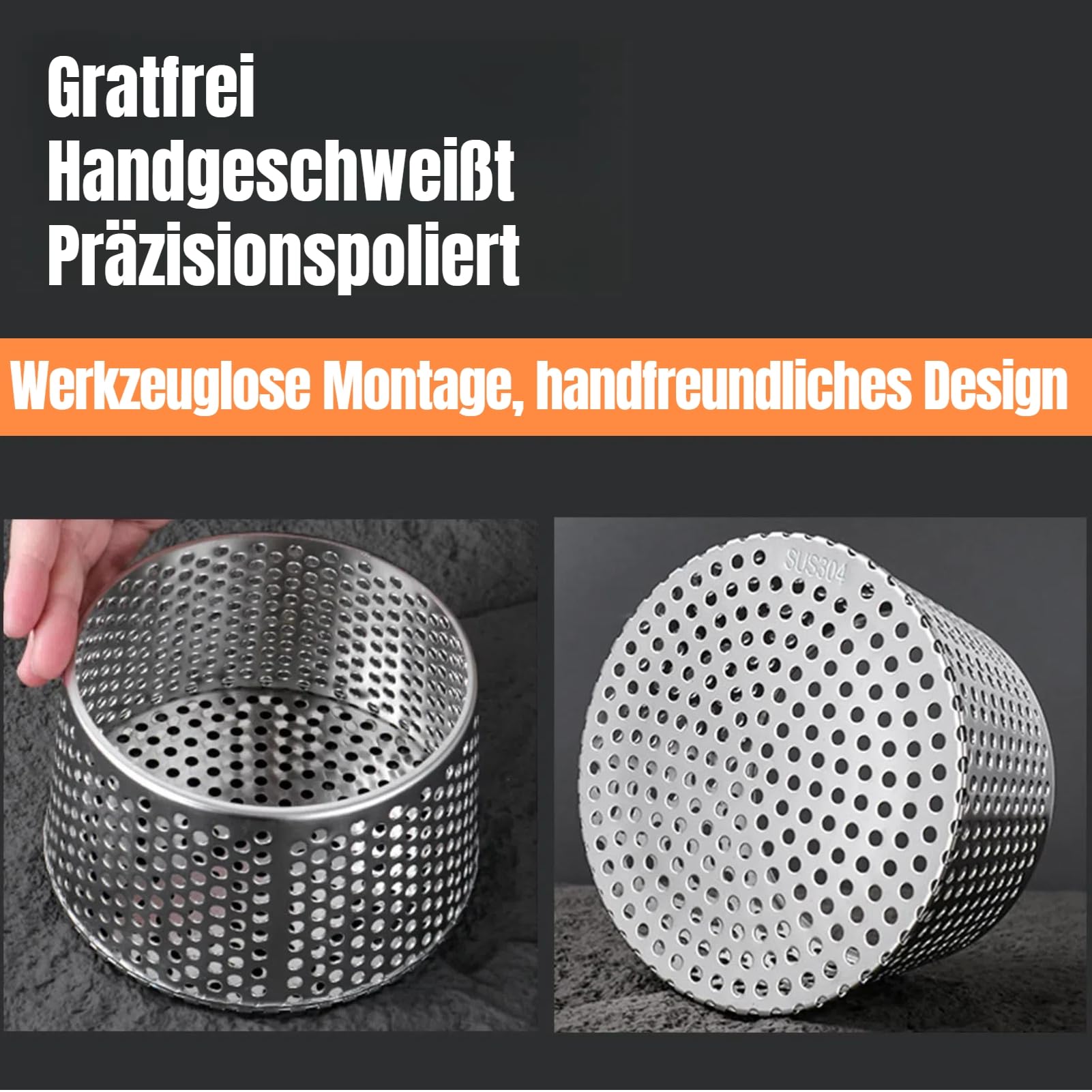 Dachrinnen Laubschutz Edelstahl - 2 Stück Fallrohrschutz 75-90mm