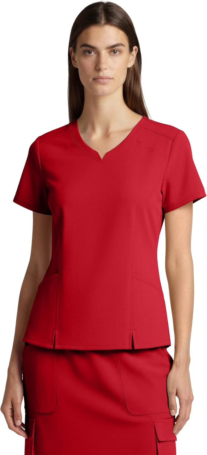 MediChic Women’s Premium Medical Uniform Skirt Set V-Neck Scrub Top & 34" Length Scrub Skirt
