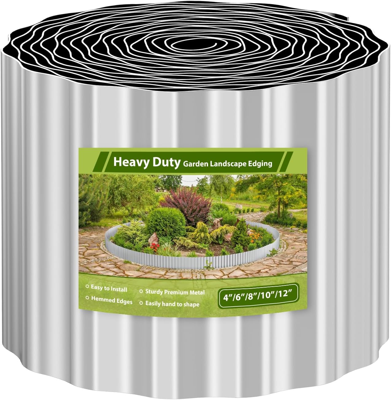 OUSHENG Corrugated Metal Garden Edging Border, 6'' x 20FT Landscape Fence Fencing for Flower Bed, Landscaping, Lawn, Yard, Paver