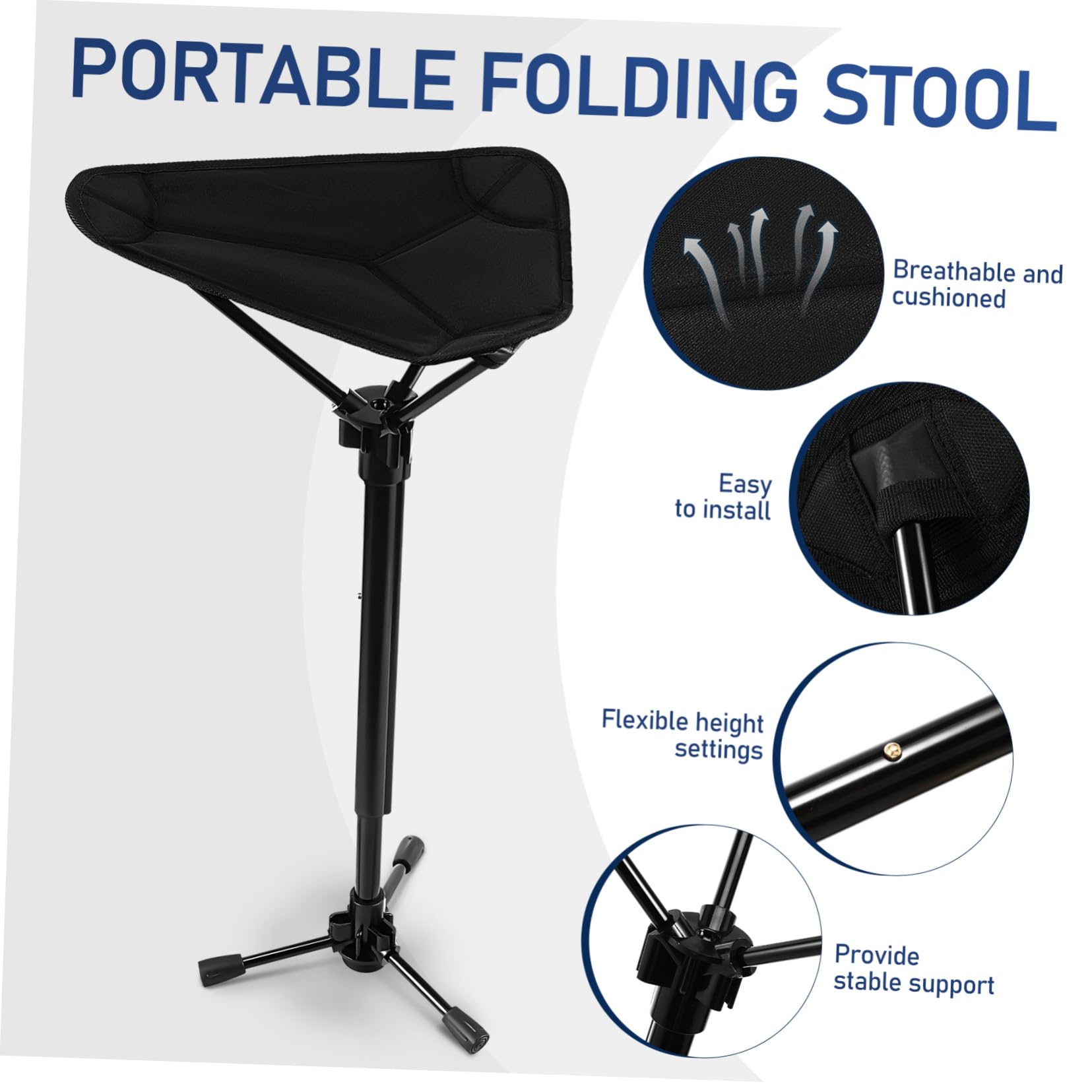 ifundom Outdoor Folding Stool Foldable Camping Stool Portable Seat Lightweight Folding Fishing Chair Outdoor Garden Chairs Foldable Seating Aluminum Alloy Black