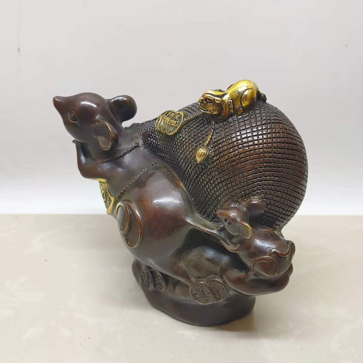Dytartzx Chinese Feng Shui Bronze Rat Statue Good Luck Auspicious Home Decoration Lucky Rat Statue