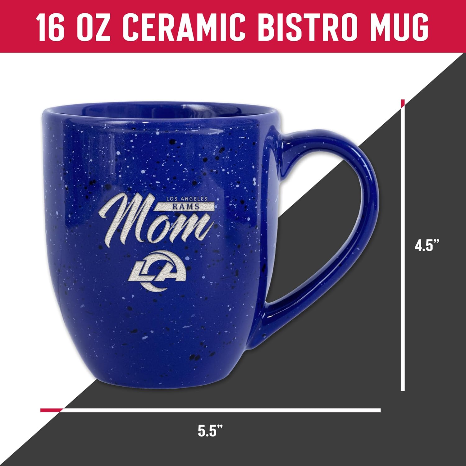 Rico Industries NFL Football Mom Red 16 oz Team Color Laser Engraved Speckled Ceramic Coffee Mug - Image 5