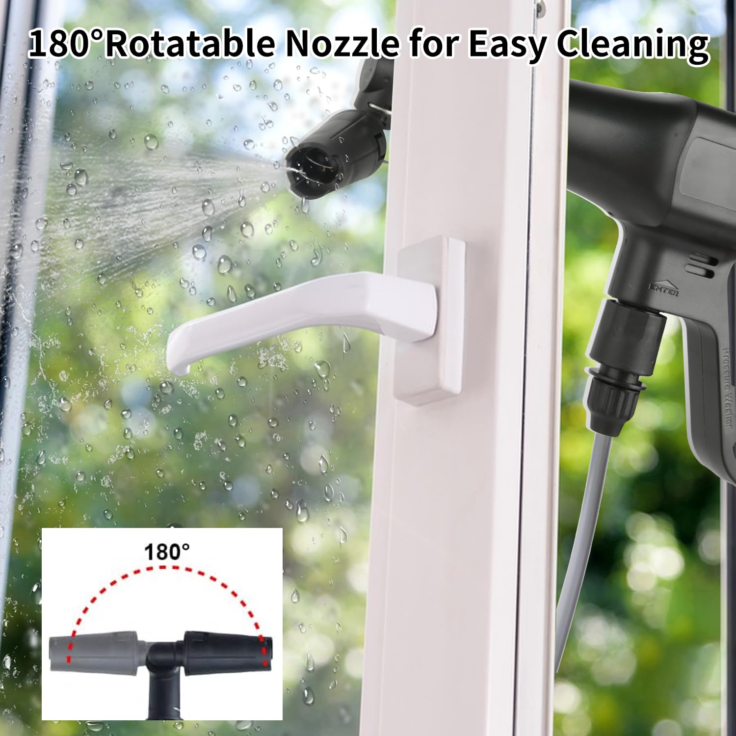 Nettoyeur Haute Pression sans Fil 100 Bar, Nettoyeur Haute Pression sur Batterie 6,0Ah, Buse 6 en 1, Niveaux De Pression 60/80/100 Bar, Press & Clean Pistolet de Lavage pour Voiture, Jardin (Noir)