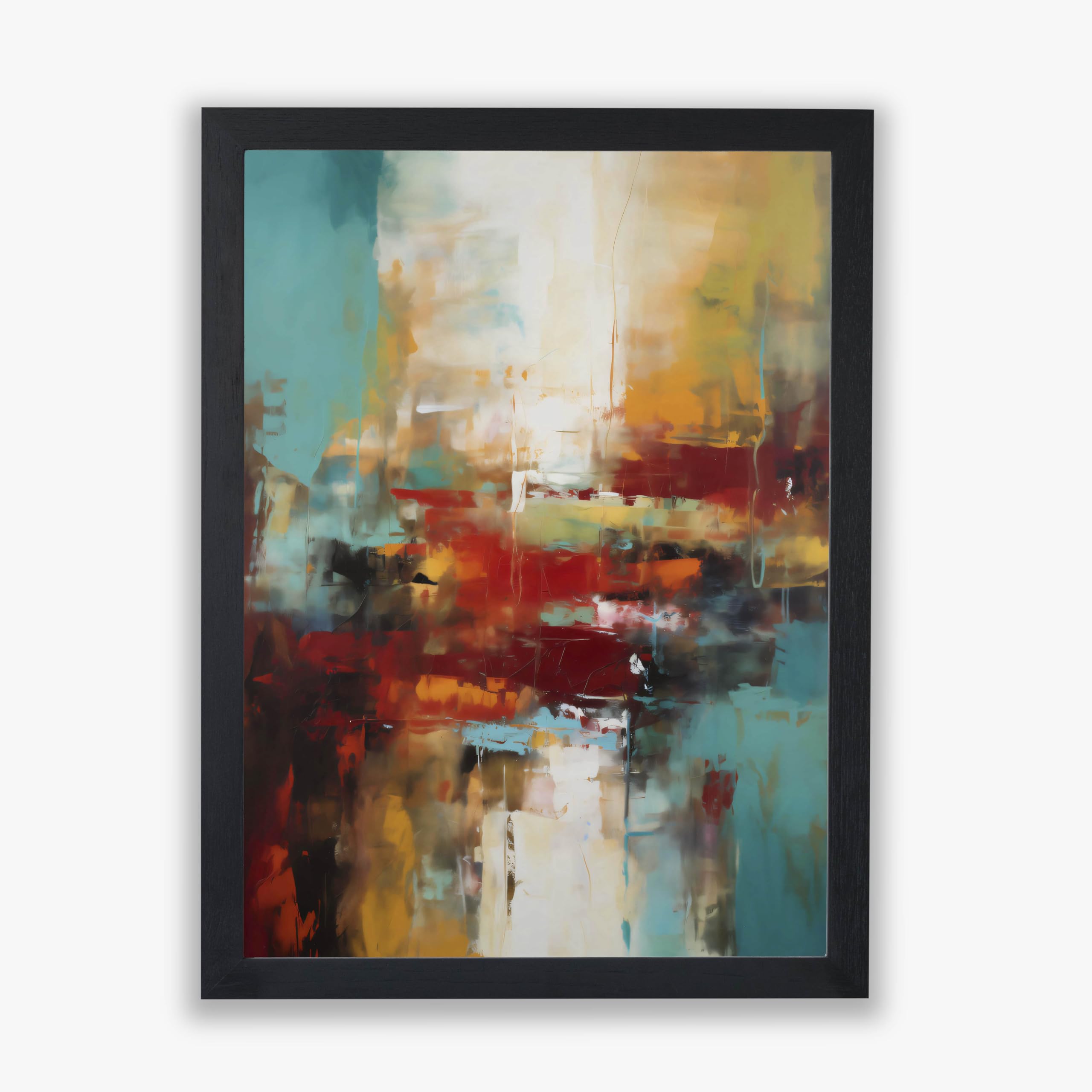 Tableau abstrait texturé bleu et jaune Spiffing Prints grand format pour salon - 8