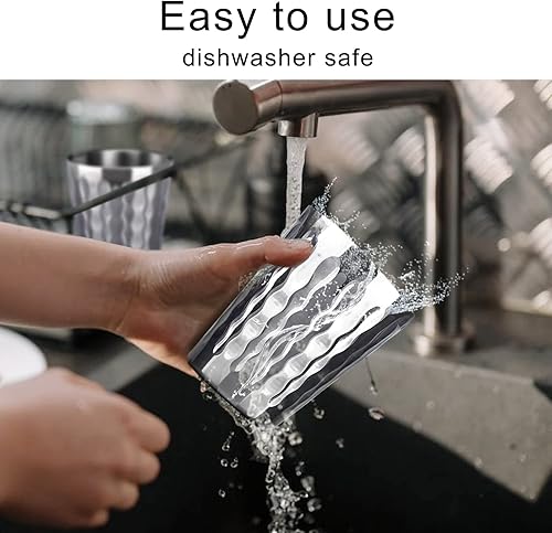 Miniatura 6 de Beasea Vasos de acero inoxidable de 10 onzas, paquete de 8 vasos tumbler pequeños de acero inoxidable a granel apilables con aislamiento para beber,