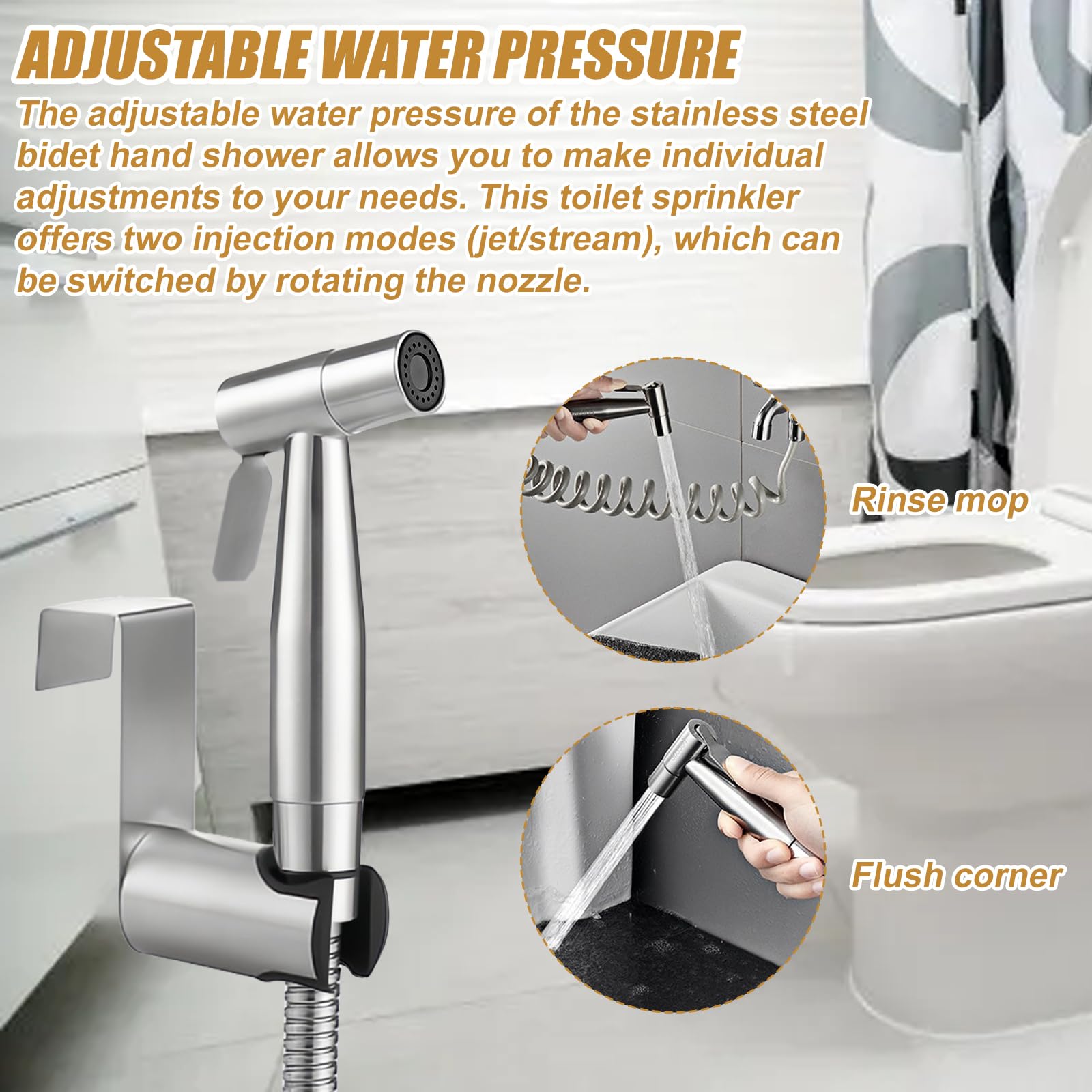 Doccia Bidet Portatile In Acciaio Inox - Kit Con Tubo Flessibile Per Igiene Personale E Pulizia