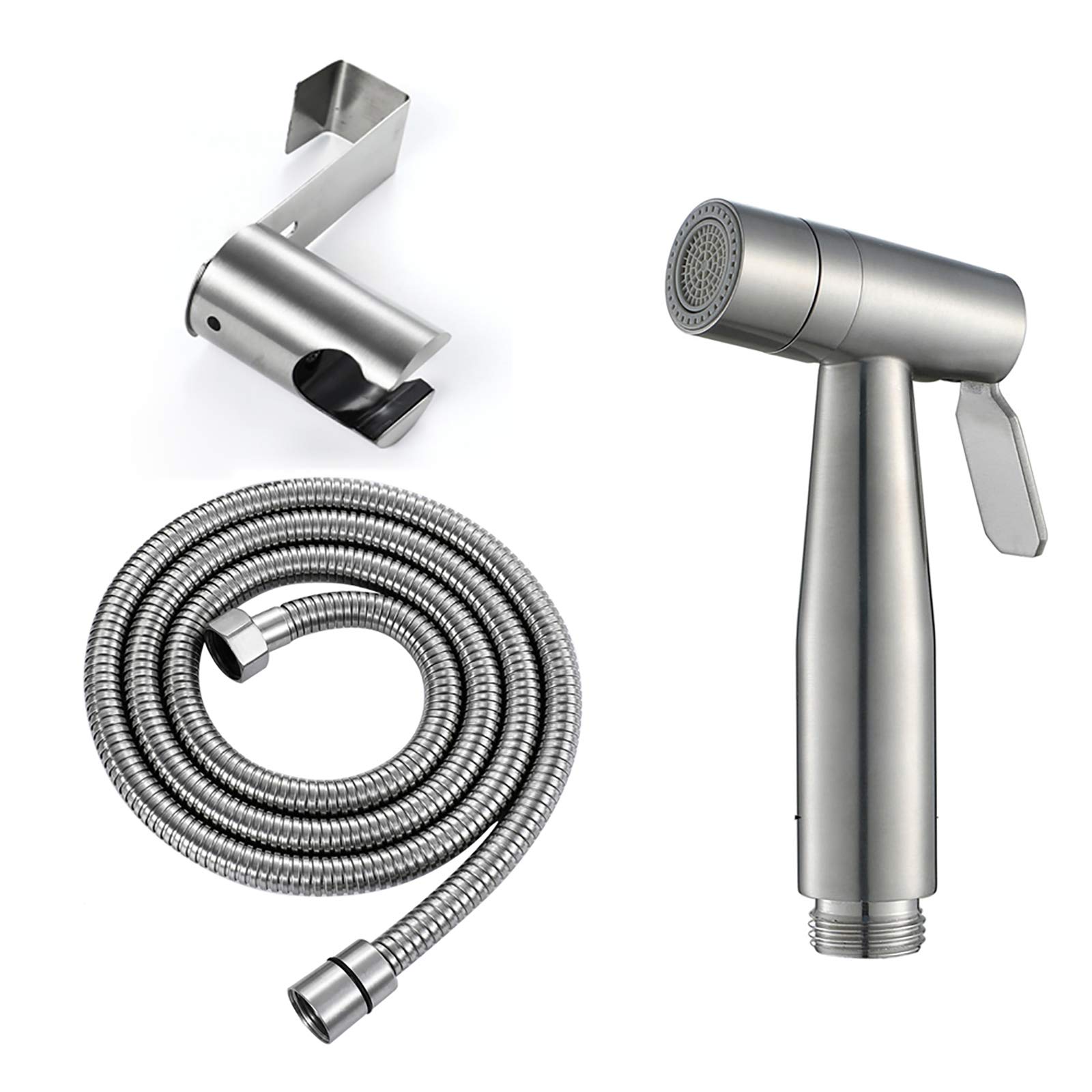 Hand-Bidet-Sprühgerät for Toilette, 2-Modus-Wassertuch-Windel-Sprühset, Edelstahl-Toilettenhalterung, Badezimmer-Bidet-Sprühset mit Halter for Damenhygiene, Edelstahlschlauch (Color : Stainless Steel