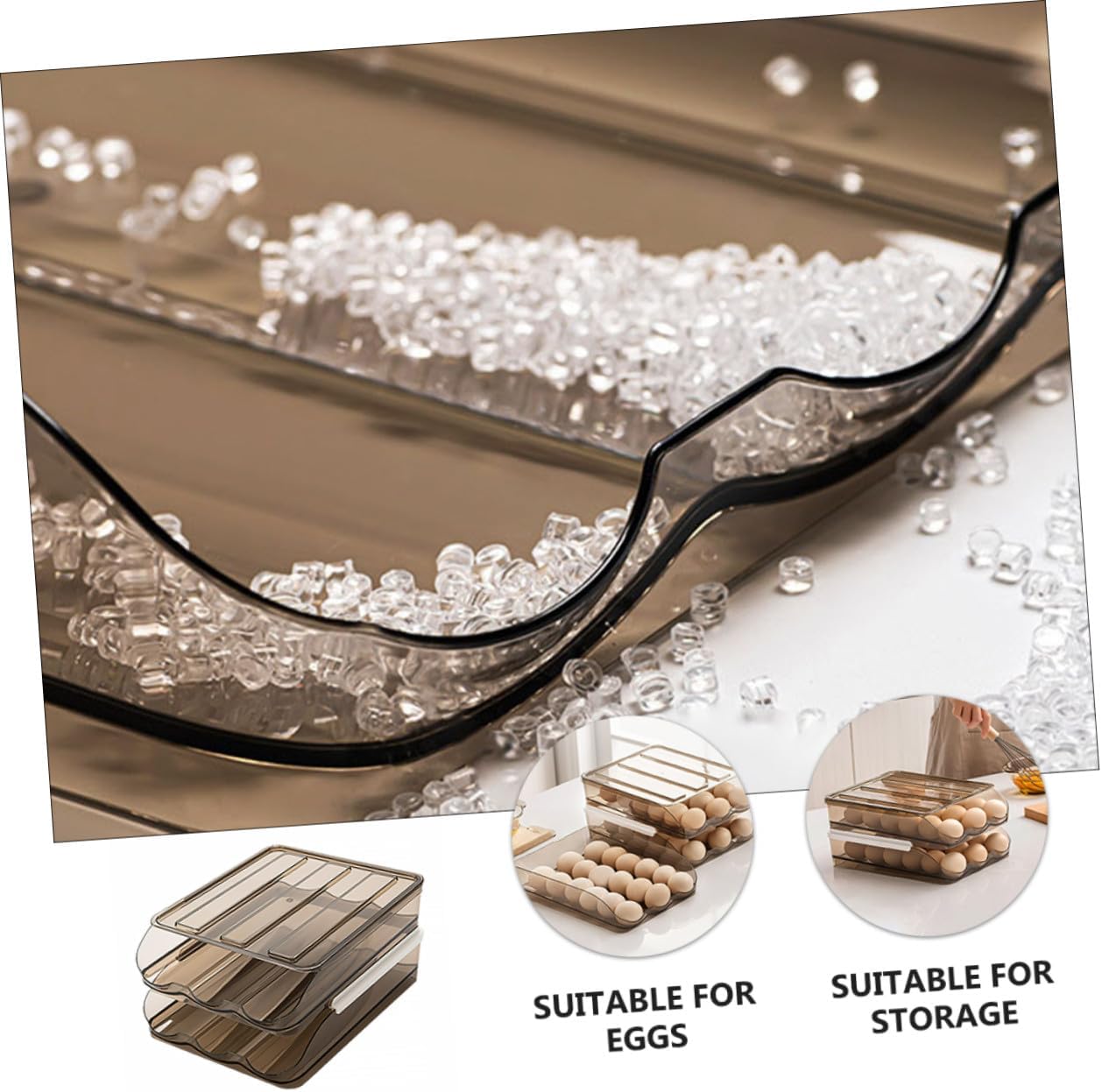 Plastic Egg Storage Box 2-layer 36-egg Refrigerator Holder with Auto for Kitchen Fridge Organization and Egg Freshness Management