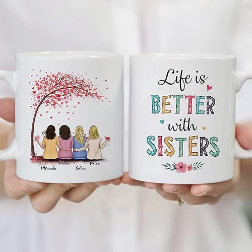 Miniatura 90 de Gossby Taza personalizada para mejor amiga, regalo personalizado para mujeres con diseños, nombres, cumpleaños, regalo de taza de Navidad para 4