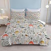 Vista 83 de SOULZZZ Juego de ropa de cama retro hippie tamaño matrimonial, edredón floral de hongos margaritas para niñas y mujeres, edredón negro con 2 fundas
