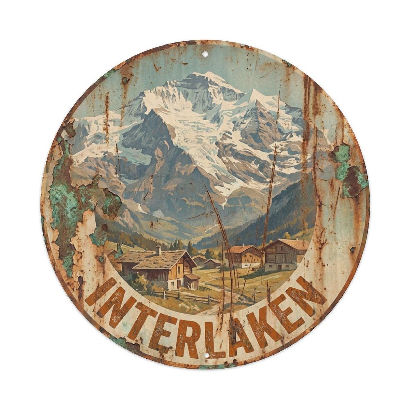 Galvaxio Style Switzerland Retro Travel Interlaken Metal Tin Sign